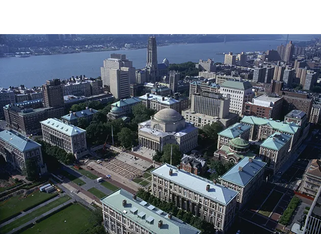 Columbia University Morningside Campus Aerial including the Hudson River