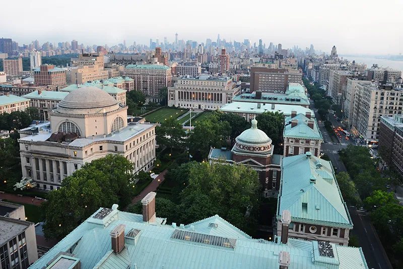 Aerial view of Columbia University's Morningside campus. 