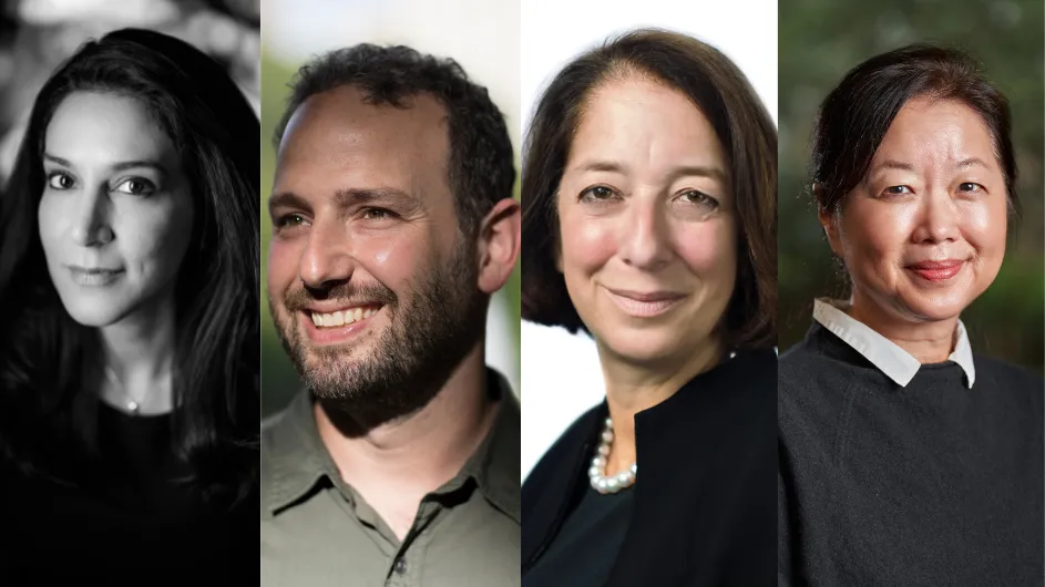 Four new members of the Committee on Global Thought: Azmat Khan, School of Journalism; Dani Friedrich, Teachers College; Anya Schiffrin, School of International and Public Affairs; Sandra Soo-Jin Lee, CUIMC; 